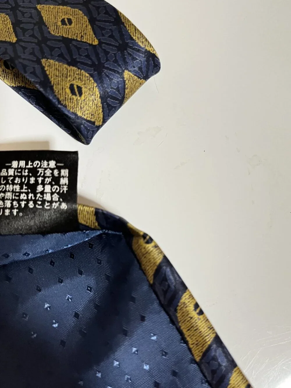 FULL MARK Made in Japan GEOMETRIC Blue & Yellow SILK Men's Tie/Preowned